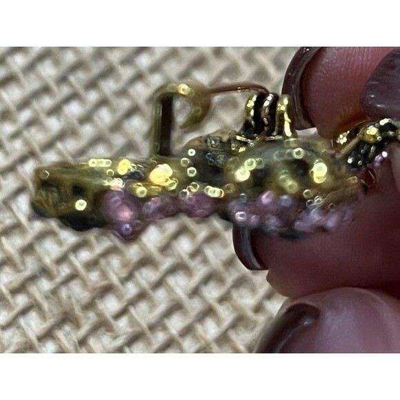 VTG Green Blue Rhinestone Brooch Pin Lizard Salamander A/B Gold Tone Whimsical - Picture 7 of 9